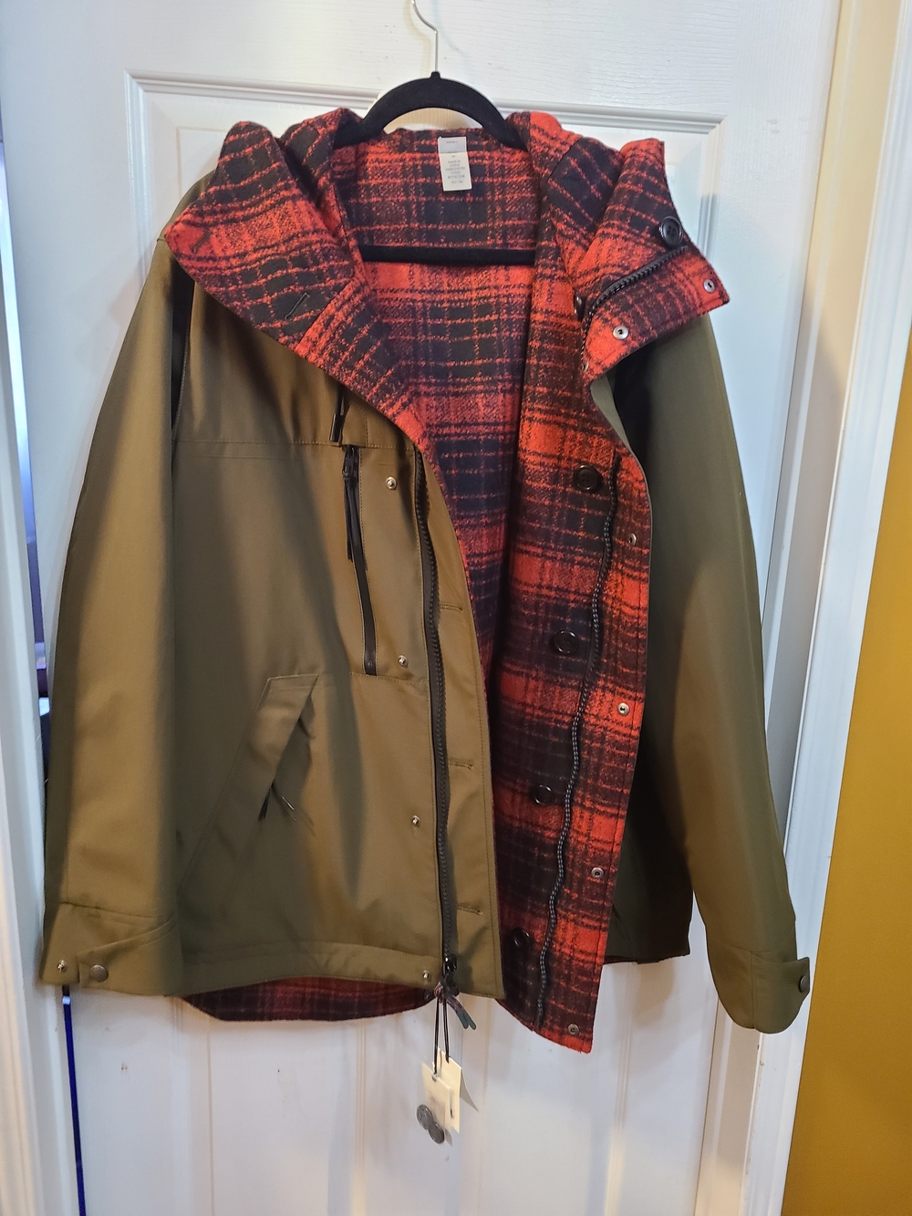 Coach Military Green Reversible Jacket with Contrast Cord